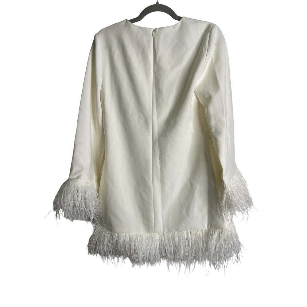 Likely Marullo Mini Sheath Dress Long Sleeve Ostrich Feather Detail Bridal 8 - Picture 7 of 9